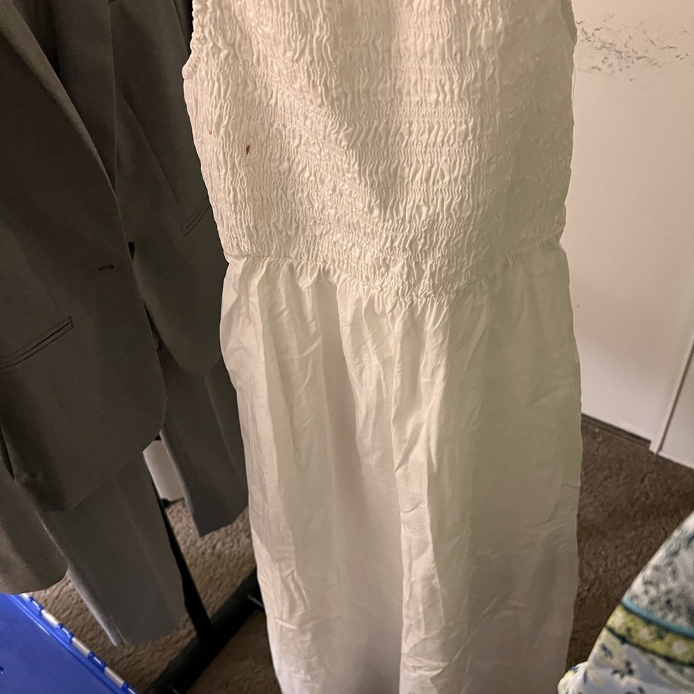 Old Navy White Pleated Midi Sundress